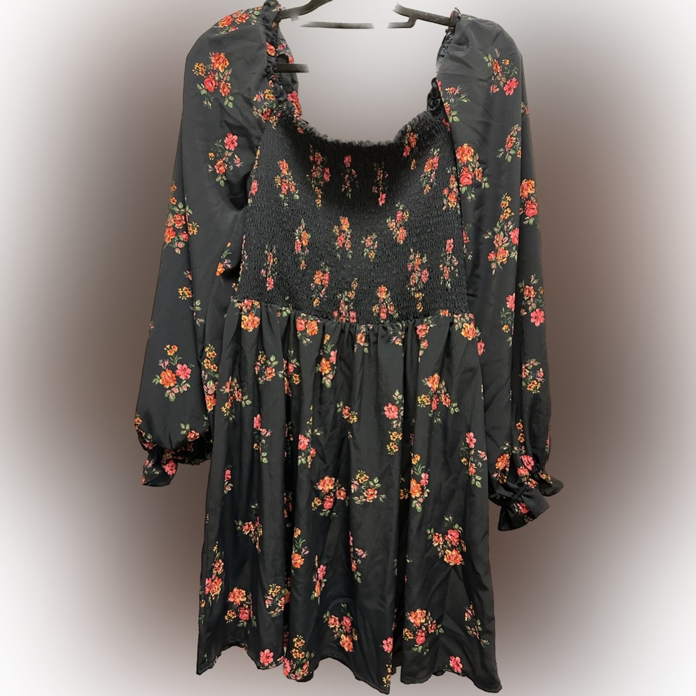 Wayf navy blue floral dress